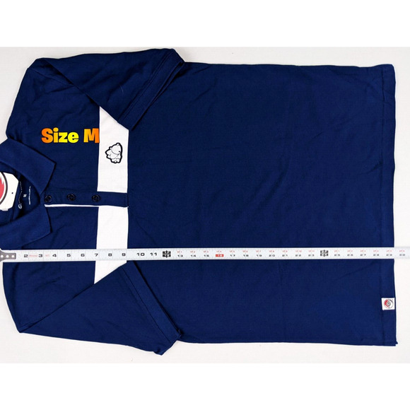Pokemon Center Polo Size MEDIUM Mens SNOM Blue White Stripe Shirt - Picture 4 of 10